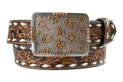 Angel Ranch Women's Floral Embossed Branded Belt D140011702