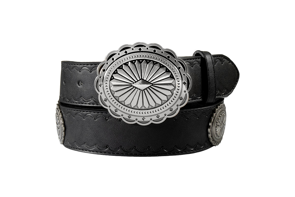 Angel Ranch Ladies Black Embossed Belt D140012701