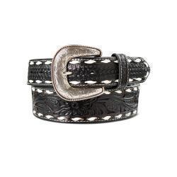 Ariat Men's Floral Black Buck Stitch Laced Belt A1033001
