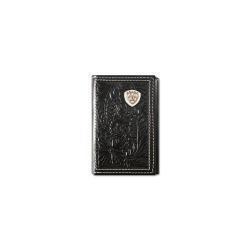 Ariat Black Floral Embossed Trifold Wallet A3559901
