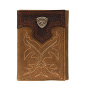 Ariat Boot Stitch Shield Brown Trifold Wallet A3511044