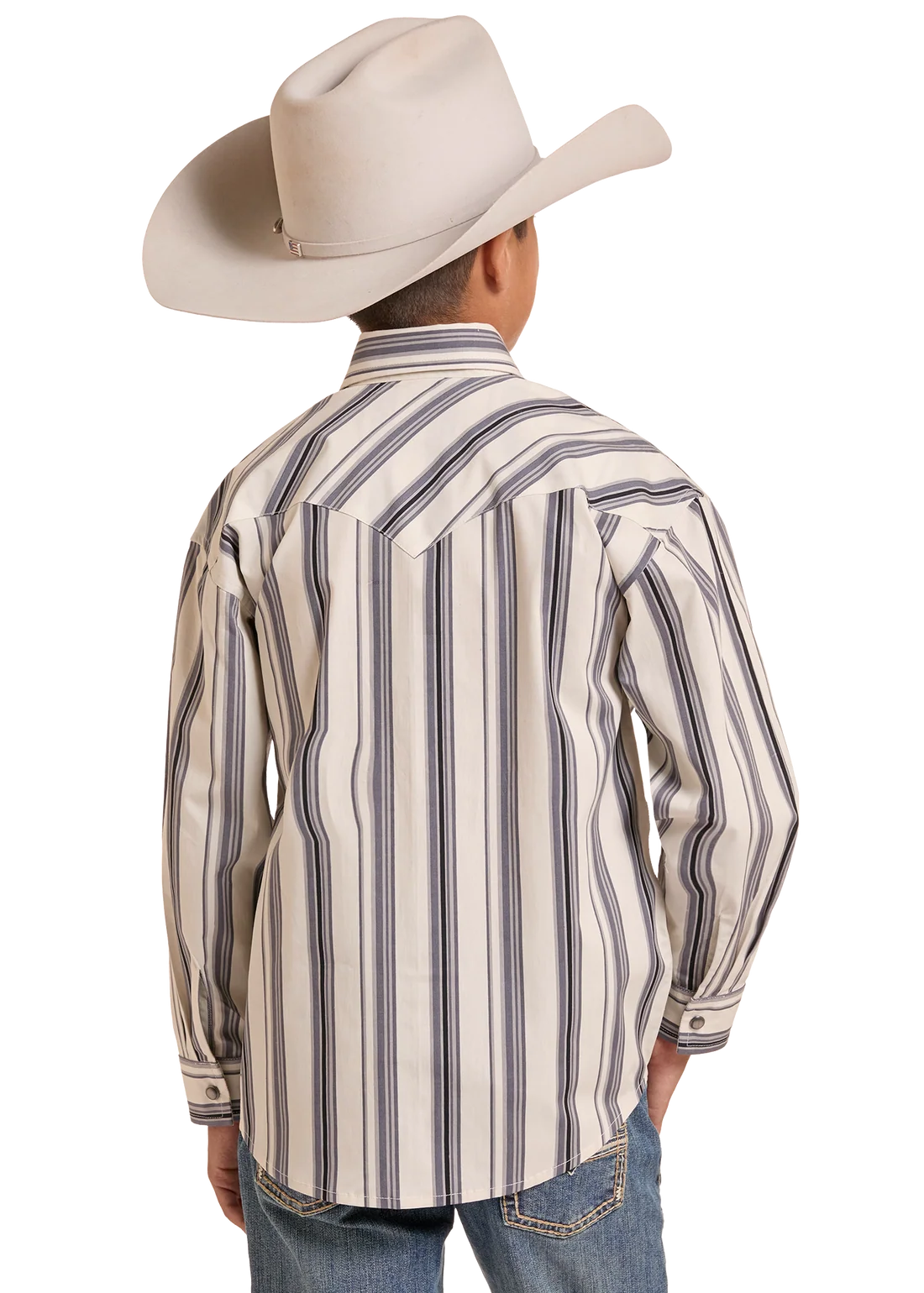 Rock & Roll Denim Stripe Snap Front Shirt BBN2S09650