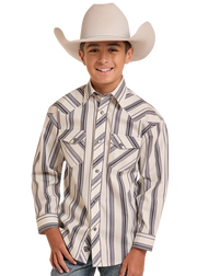 Rock & Roll Denim Stripe Snap Front Shirt BBN2S09650
