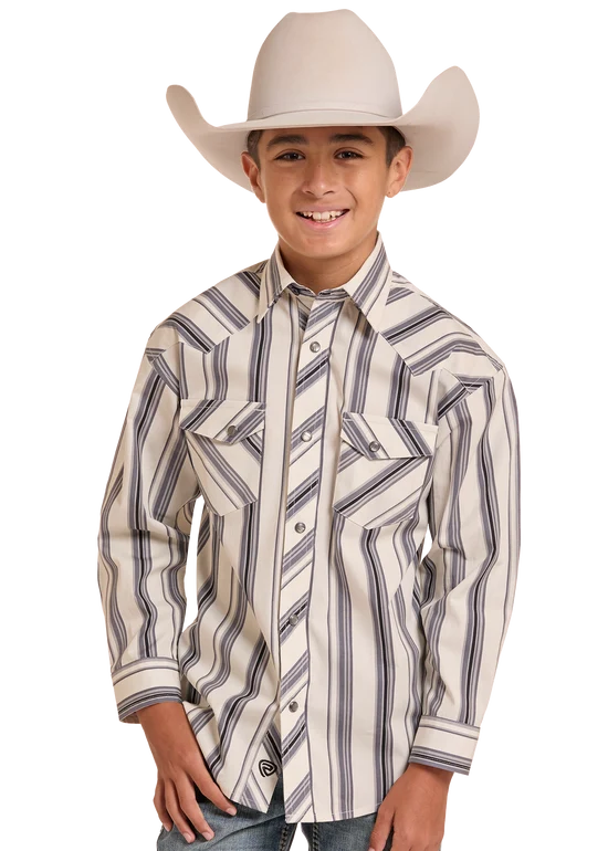 Rock & Roll Denim Stripe Snap Front Shirt BBN2S09650