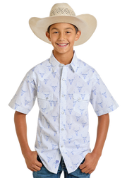 Rock & Roll Boy's Longhorn Print Snap Front Shirt