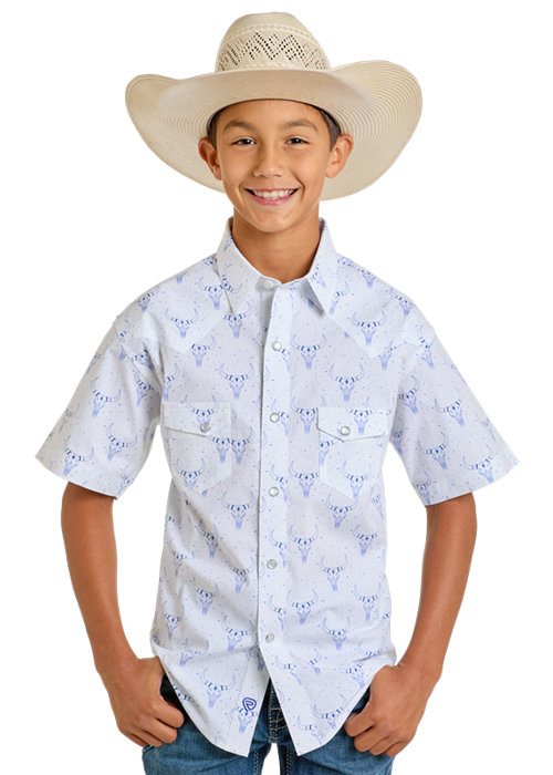Rock & Roll Boy's Longhorn Print Snap Front Shirt