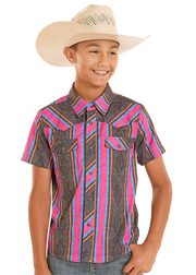 Rock & Roll Denim Aztec Stripe Tek Western Snap Front Shirt BBN3S08684