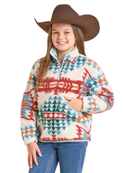 Rock & Roll Cowgirl Girl's Aztec Print Sherpa 1/4 Zip