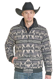 Rock & Roll Men's Charcoal Aztec Bomber Jacket BM92C06736
