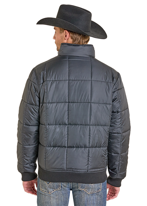 Rock & Roll Men's Black Puffer Bomber Jacket BM92C06747