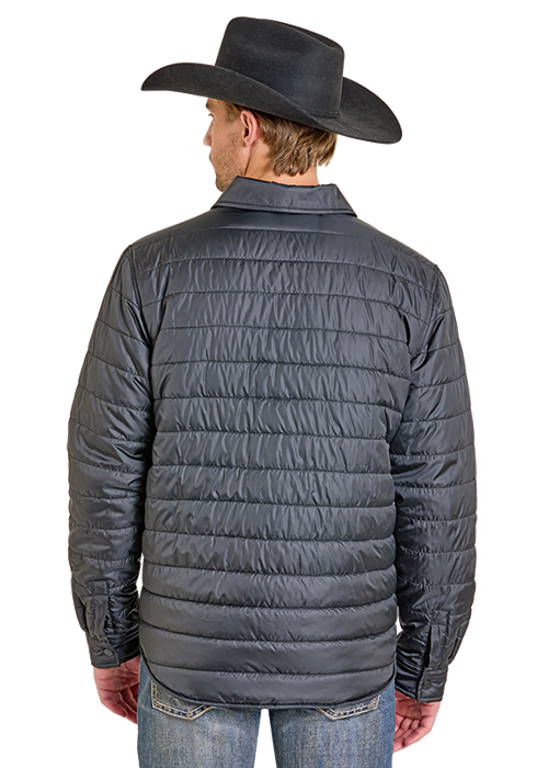 Rock & Roll Men's Black Puffer Shirt Jacket BM92C06748