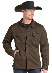 Rock & Roll Men's Melange Bonded Brown Jacket BM92C09210