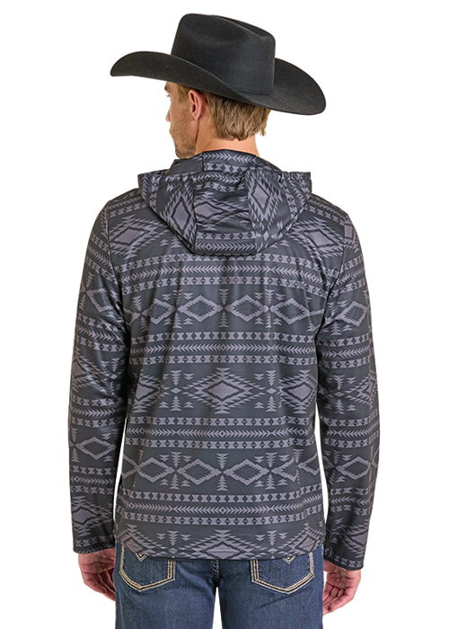 Rock & Roll Men's Black Aztec Performance Hoodie BM94T07294