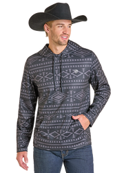 Rock & Roll Men's Black Aztec Performance Hoodie BM94T07294
