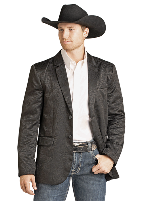 Rock & Roll Men's Black Jacquard Sport Coat BM96C07416