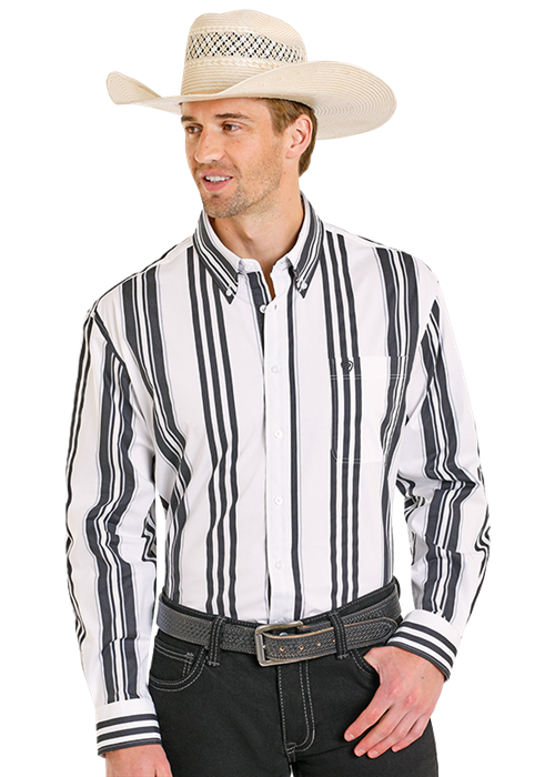 Rock & Roll Denim Men's Vintage Stripe Button Down Shirt BMB2S08303