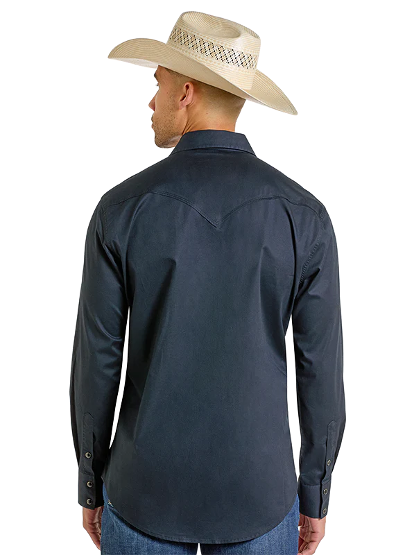 Rock & Roll Men's Black Twill Snap Front Shirt BMN2S05132