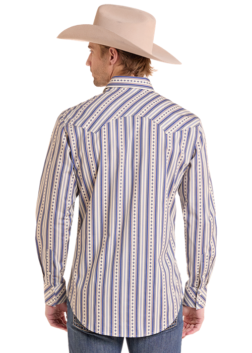 Rock & Roll Cowboy Men's Diamond Stripe Snap Shirt BMN2S10103
