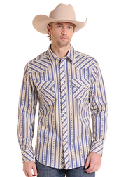 Rock & Roll Cowboy Men's Diamond Stripe Snap Shirt BMN2S10103