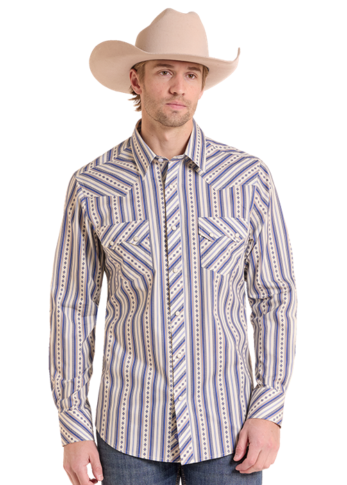 Rock & Roll Cowboy Men's Diamond Stripe Snap Shirt BMN2S10103