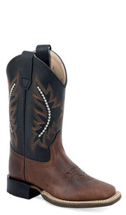 Old West Youth's Dark Brown/Black Western Boot BSY1990