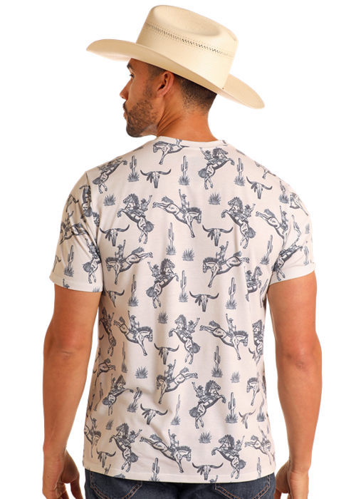 Rock & Roll Cowboy Men's Bronco Printed Tee