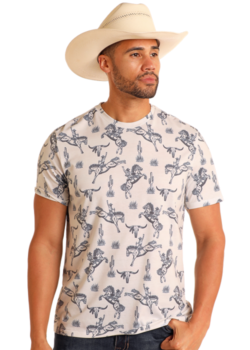 Rock & Roll Cowboy Men's Bronco Printed Tee