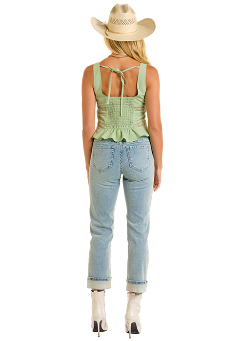 Rock & Roll Cowgirl Women's Eyelet Inset Tank BW20T06289