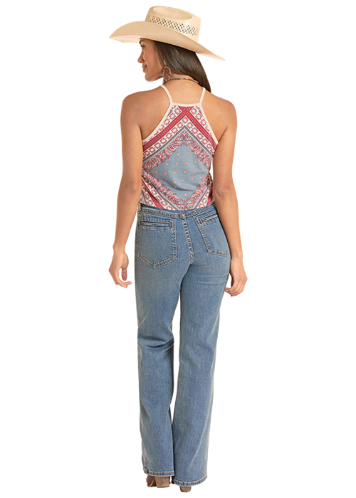 Rock & Roll Cowgirl Bandana Print Tank Top BW20T08781.