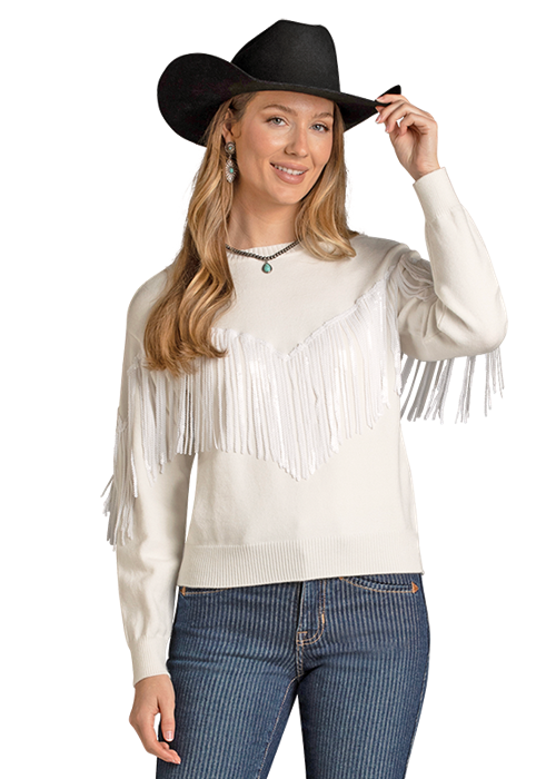 Rock & Roll Women's Sequin Fringe Sweater BW32T06990