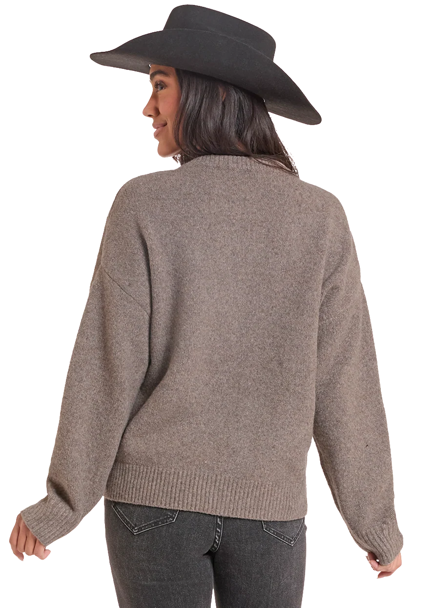 Rock & Roll Women's Heathered Horse Sweater BW32T09971