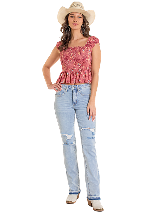Rock & Roll Women's Smocked Floral Blouse