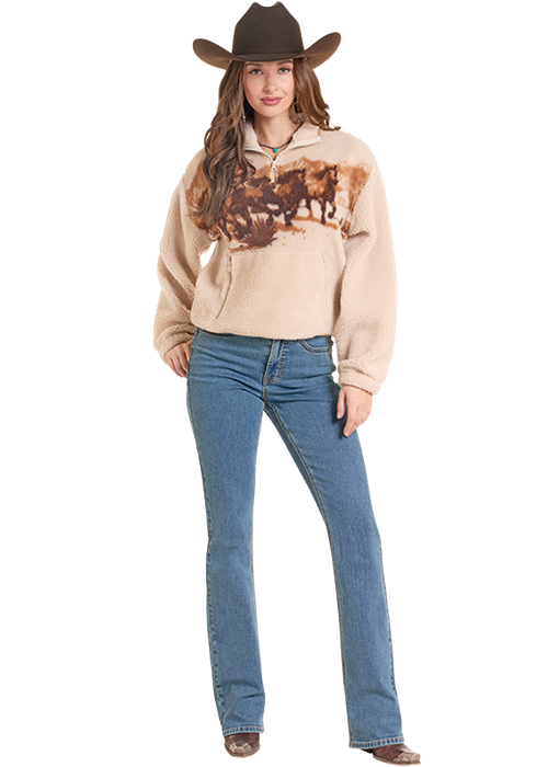 Rock & Roll Cowgirl Women's Sherpa Pullover BW91C09999