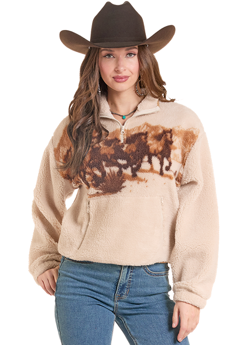 Rock & Roll Cowgirl Women's Sherpa Pullover BW91C09999