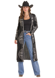 Rock & Roll Denim Women's Aztec Print Knit Duster BW95T09736
