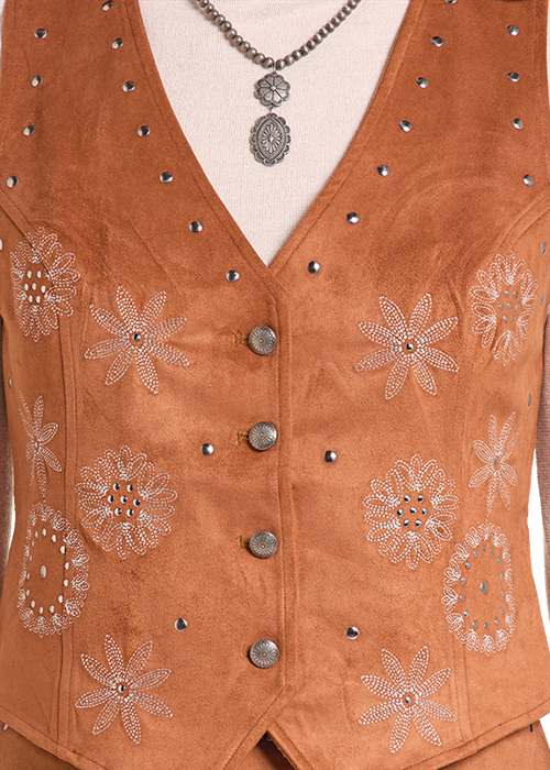 Rock & Roll Cowgirl Women's Brass Suede Vest BW98T09387