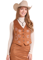 Rock & Roll Cowgirl Women's Brass Suede Vest BW98T09387