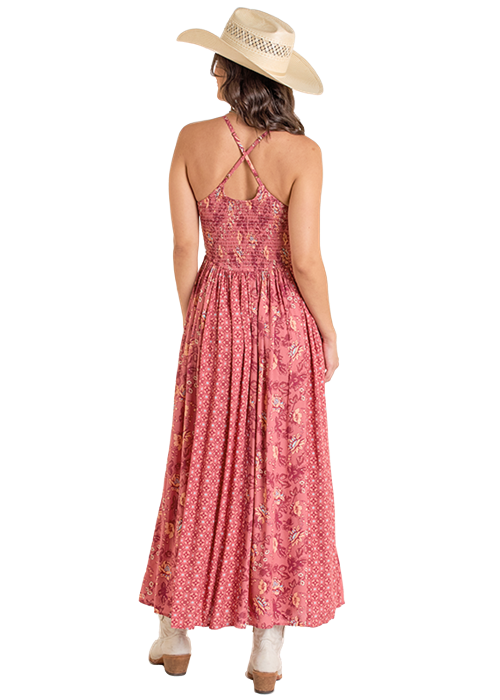 Rock & Roll Denim Women's Mixed Print Maxi Dress - Rose/Mauve