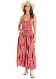 Rock & Roll Denim Women's Mixed Print Maxi Dress - Rose/Mauve Rock & Roll Denim Women's Mixed Print Maxi Dress - Rose/Mauve