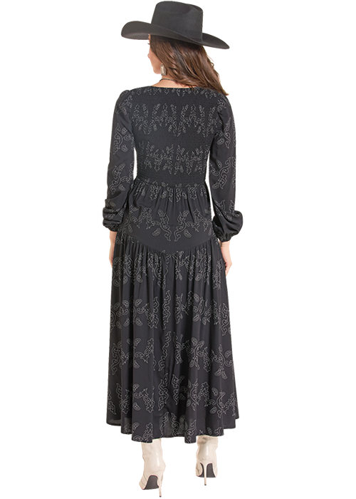 Rock & Roll Cowgirl Women's Black Embroidered Dress BWD2R10023