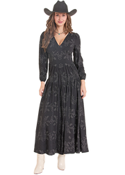 Rock & Roll Cowgirl Women's Black Embroidered Dress BWD2R10023