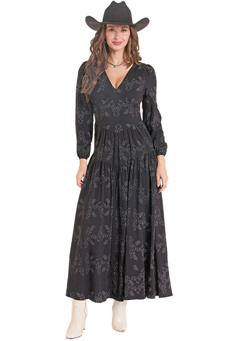 Rock & Roll Cowgirl Women's Black Embroidered Dress BWD2R10023