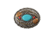Blazin Roxx Women's Oval Feather with Turquoise Stone Buckle 37961