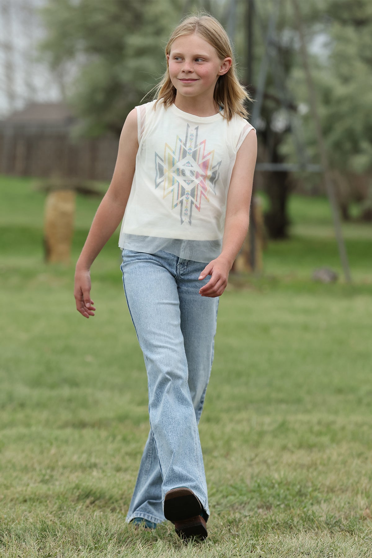 Cruel Girl's Light Wash Wide Leg JeanCB23271001