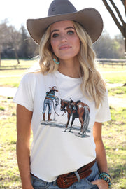 Cruel Girl Women's White Graphic Tee CTK7443005