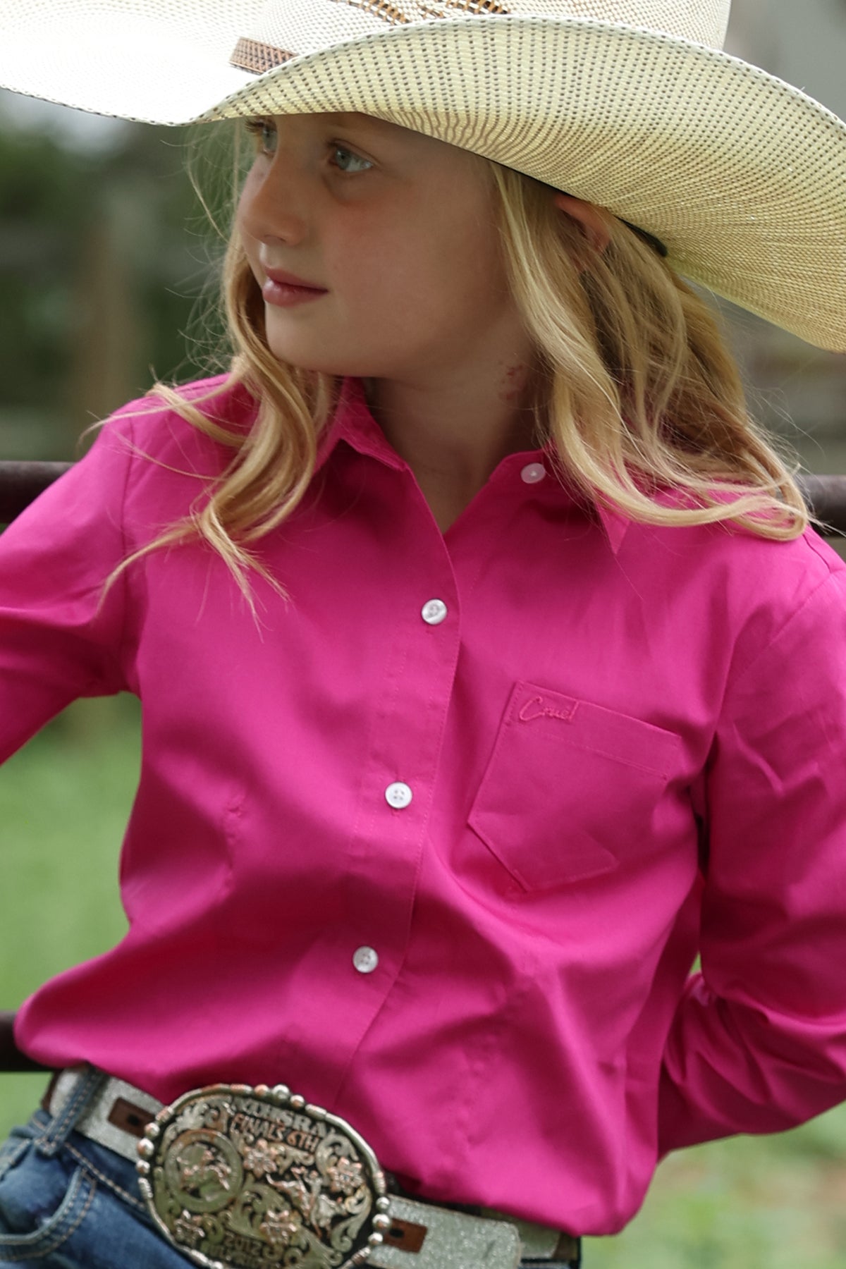 Cruel Girl's Bright Pink Button Up Shirt CTW3120003