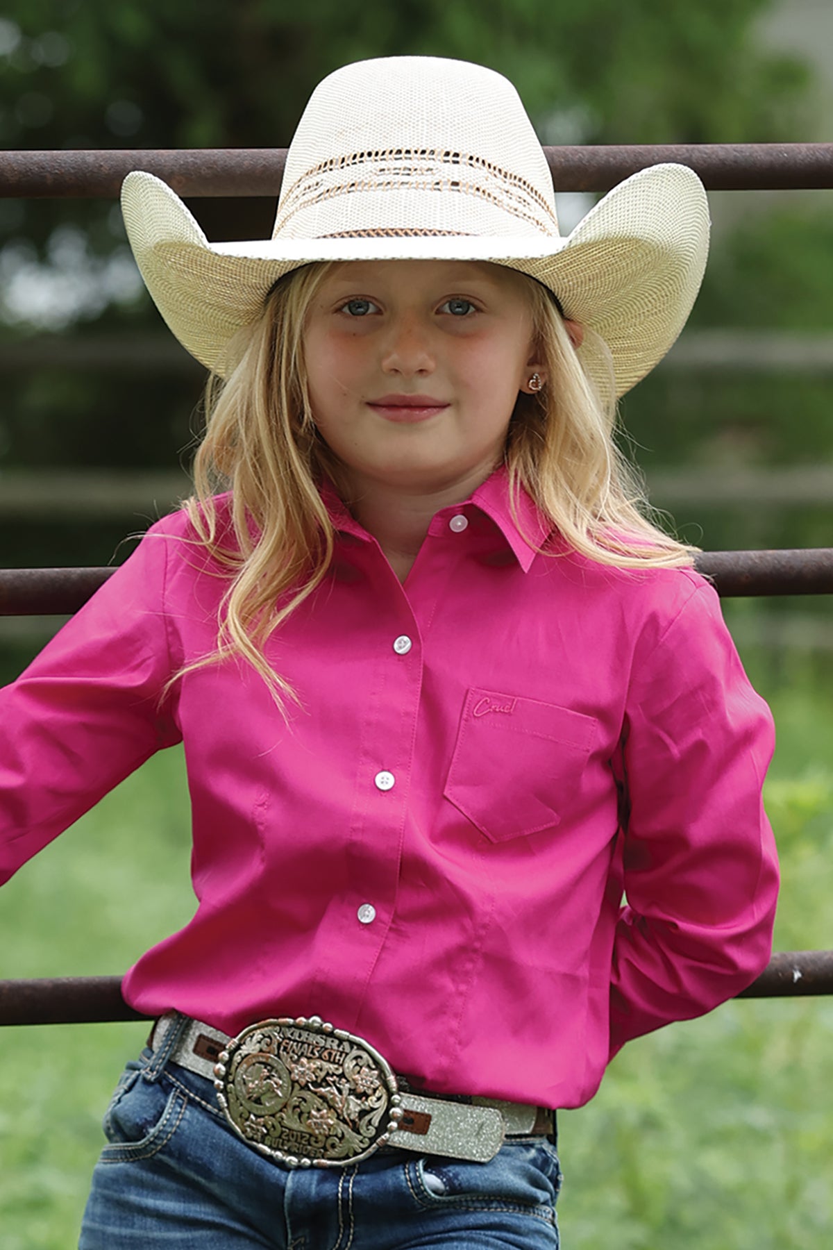 Cruel Girl's Bright Pink Button Up Shirt CTW3120003