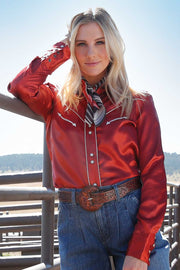 Cruel Girl Women's Solid Red Western Shirt CTW7466011