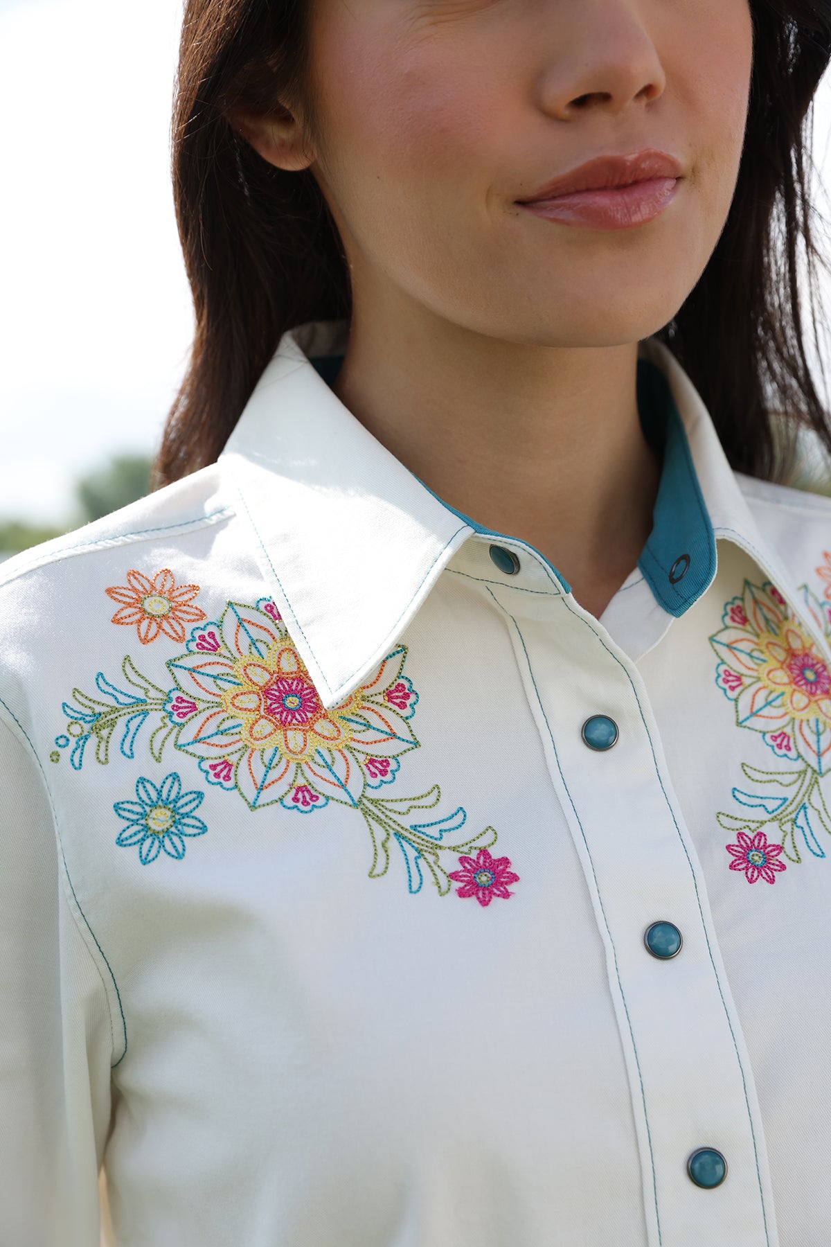Cruel Girl Women's White Floral Long Sleeve Shirt CTW7529003