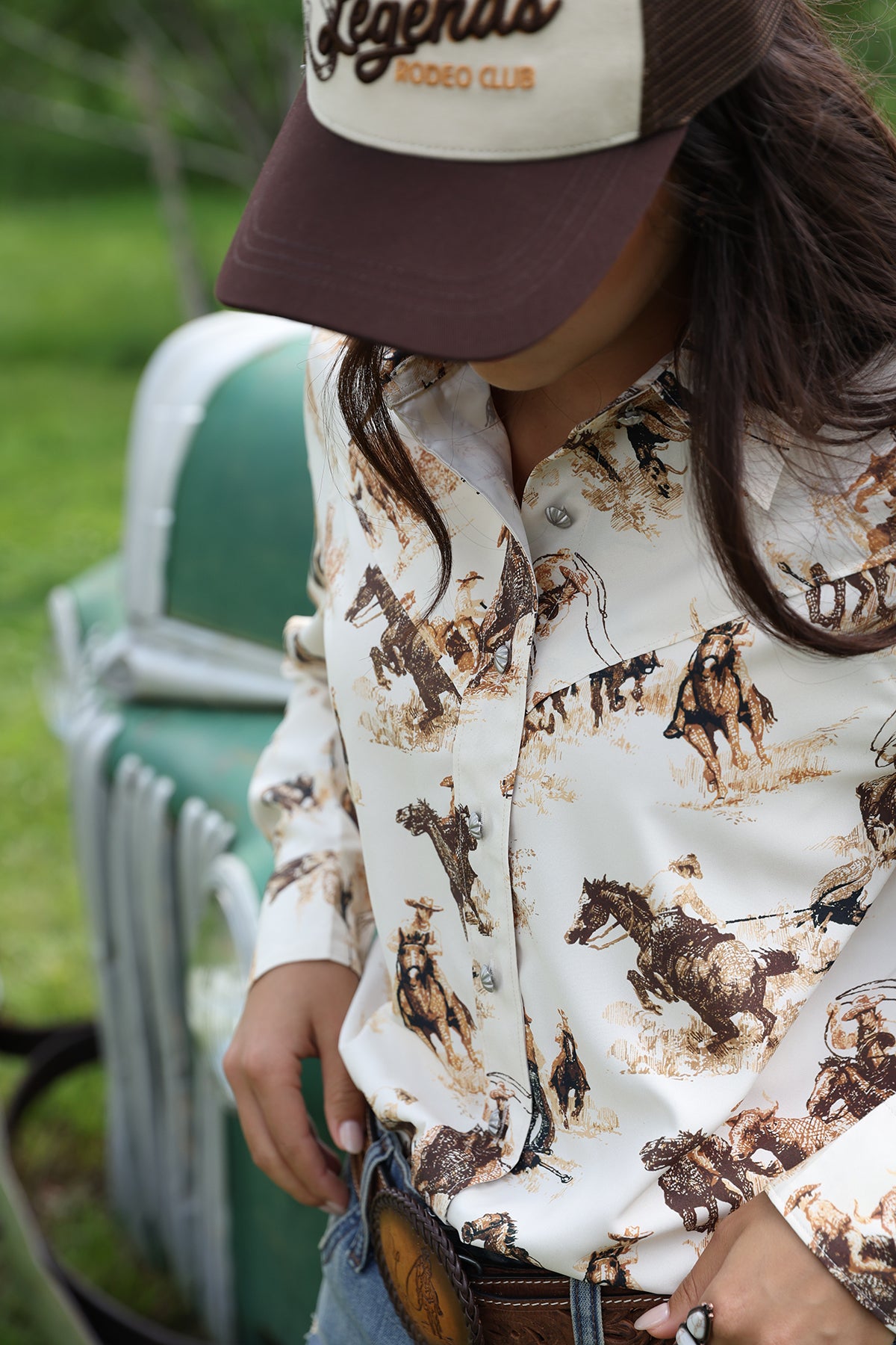 Cruel Girl Women's Rodeo Print Long Sleeve Shirt CTW7537001